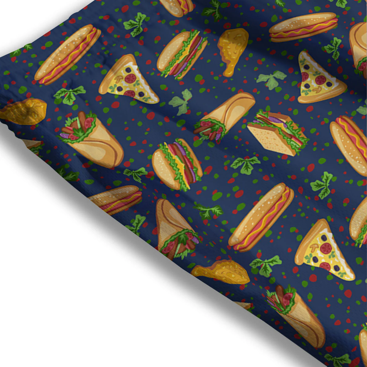 Fastfood Navy Doodle Print Pattern Mesh Shorts - Image 3