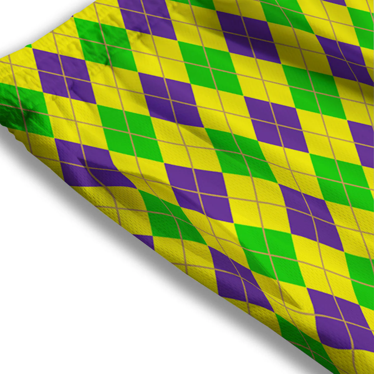 Fat Tuesday Argyle Mardi Gras Print Mesh Shorts - Image 3