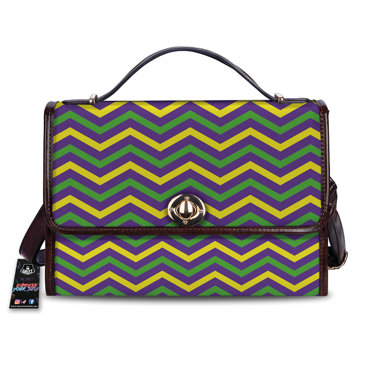 Fat Tuesday Chevron Mardi Gras Print Women's Satchel Bag