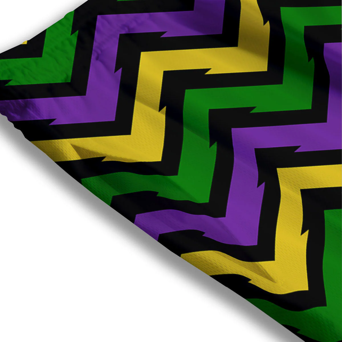 Fat Tuesday Zigzag Mardi Gras Print Mesh Shorts - Image 3
