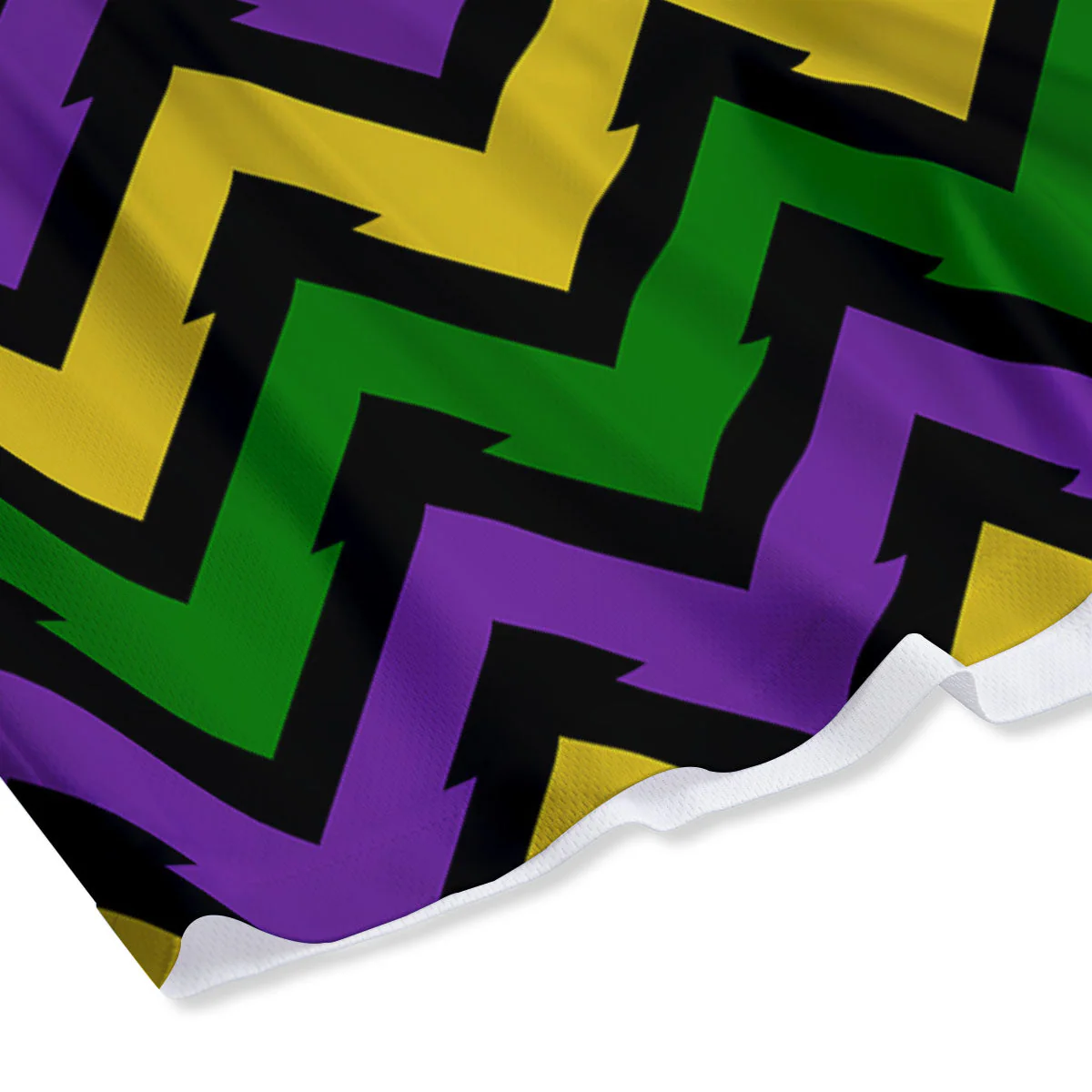 Fat Tuesday Zigzag Mardi Gras Print Mesh Shorts - Image 4
