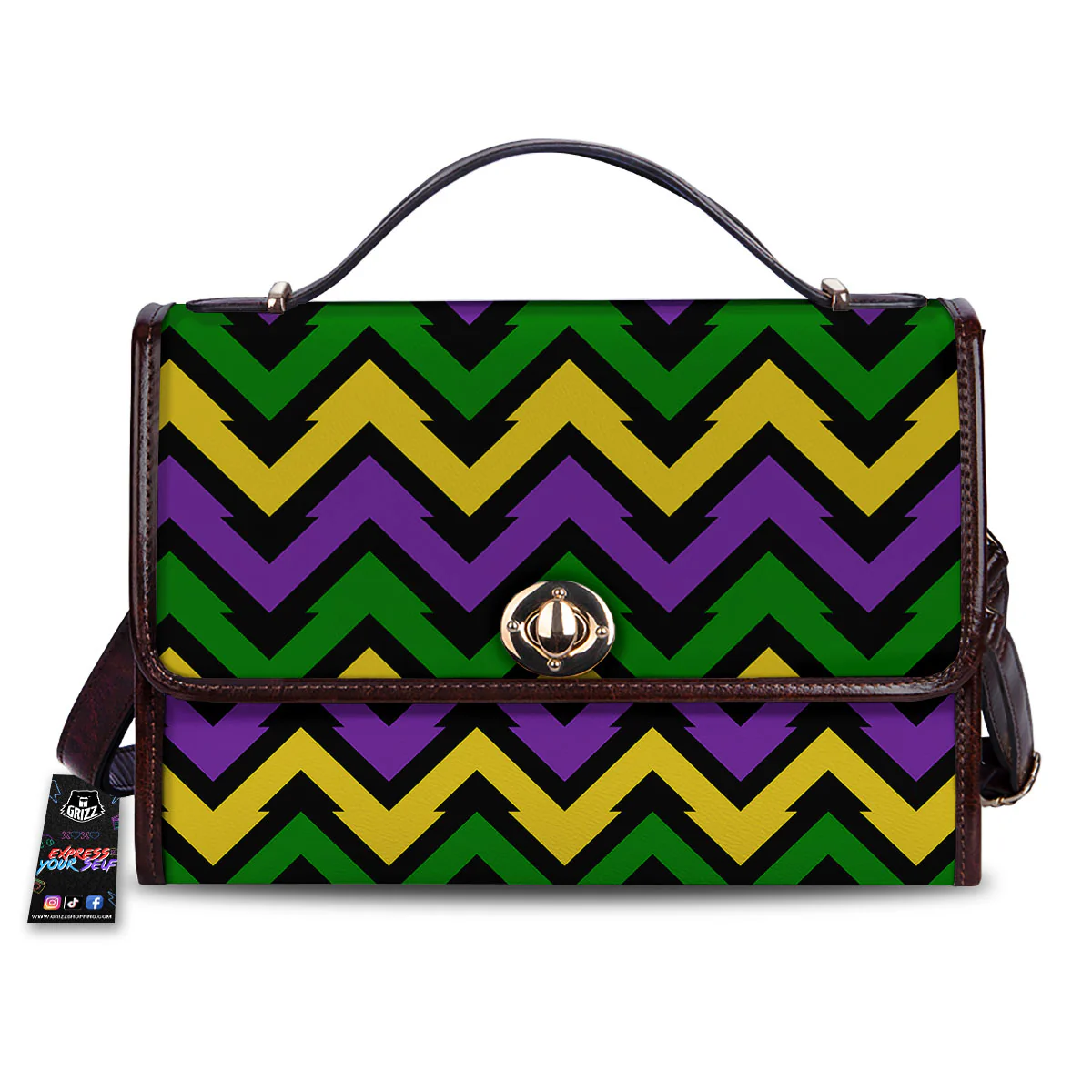 Fat Tuesday Zigzag Mardi Gras Print Women's Satchel Bag