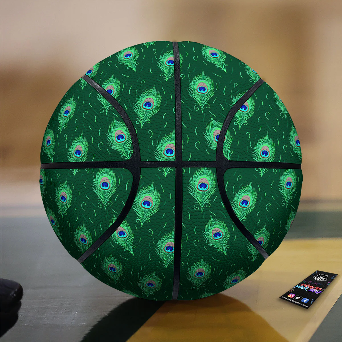 Feather Peacock Print Pattern Basketball
