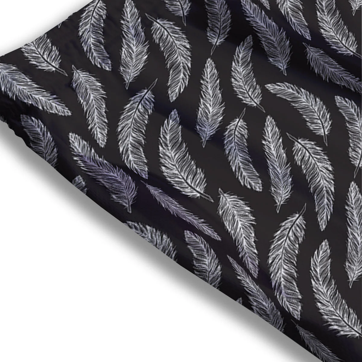 Feather White And Black Print Pattern Mesh Shorts - Image 3
