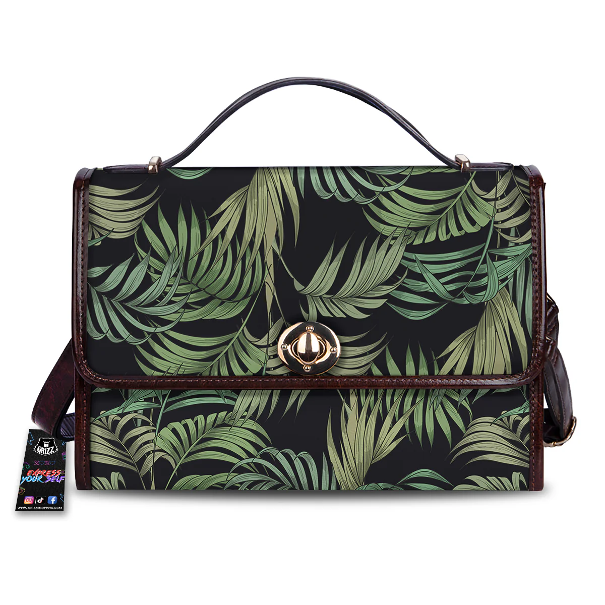 Fern Leaf Tropical Print Pattern Women's Satchel Bag