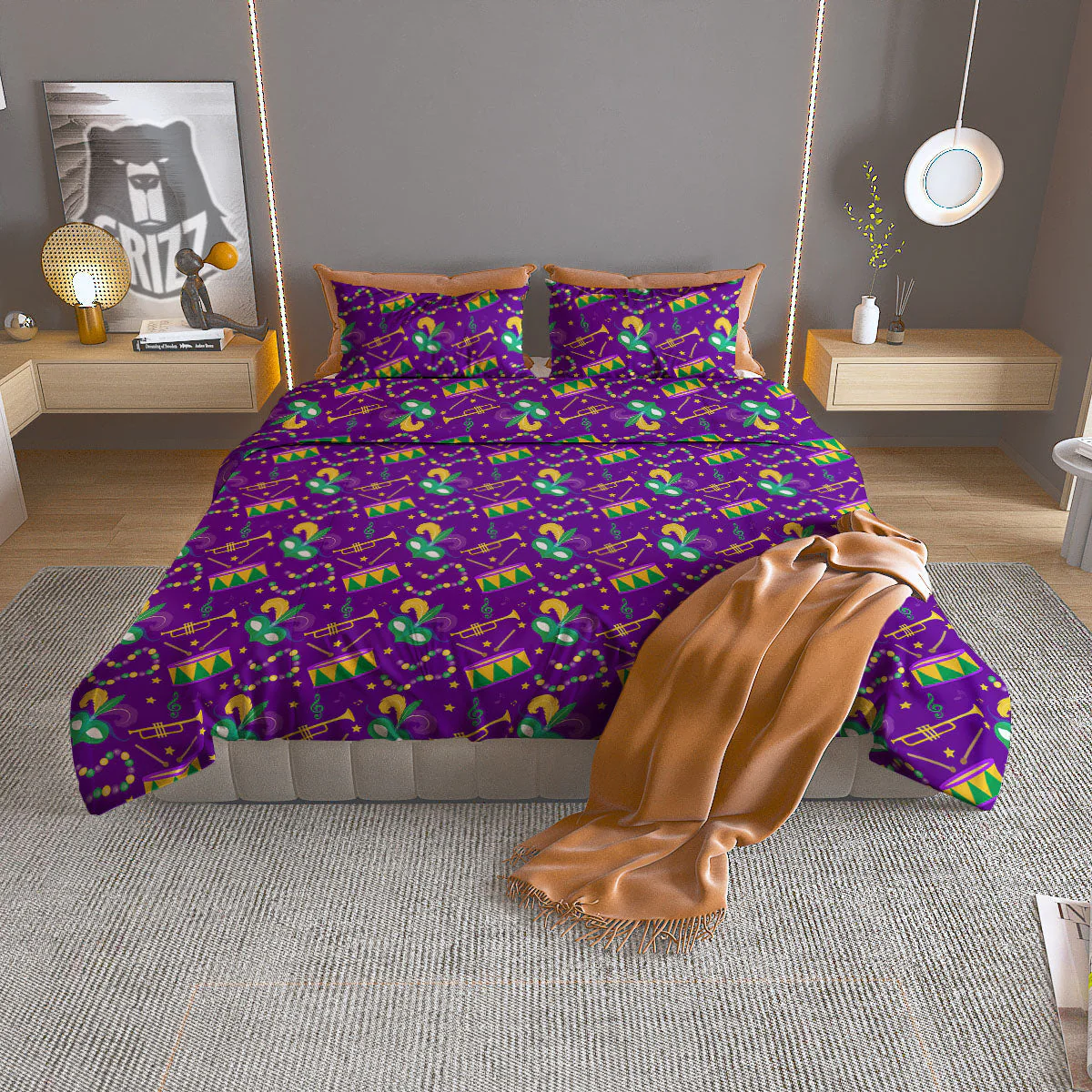 Festival Mardi Gras Print Pattern Duvet Cover Bedding Set