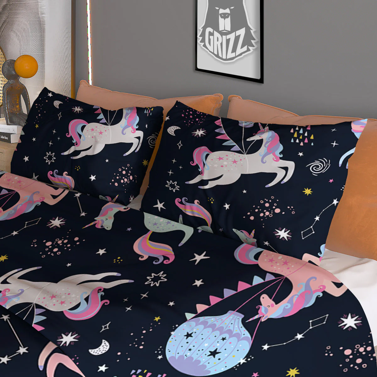 Festival Unicorn Night Print Pattern Duvet Cover Bedding Set - Image 3