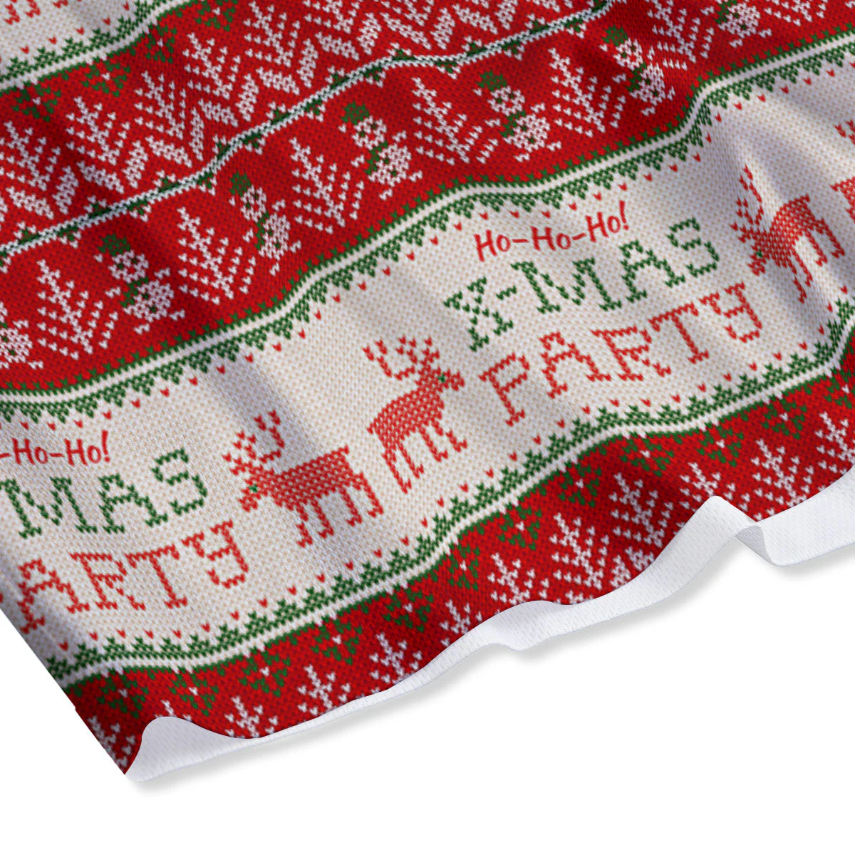 Festive Christmas Knitted Print Pattern Mesh Shorts - Image 4