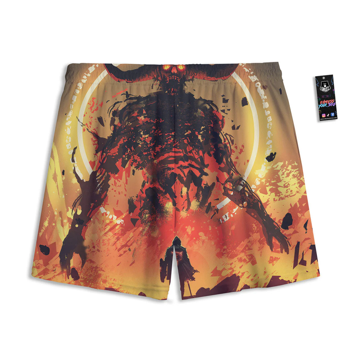 Fight With Demon Print Mesh Shorts - Image 2