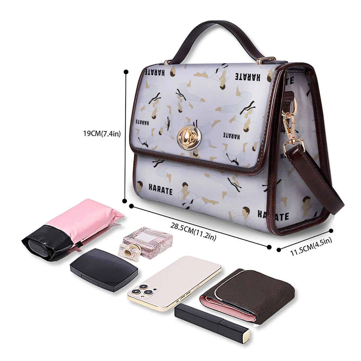 Fighter Karate Print Pattern Women's Satchel Bag - Image 4