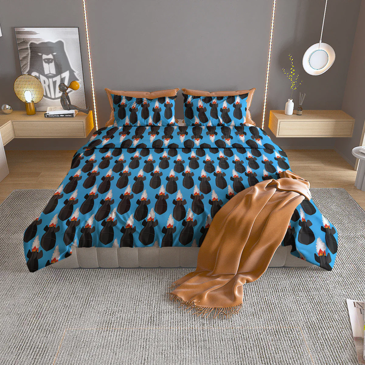 Fighting Rocket Air Bomb Print Pattern Duvet Cover Bedding Set