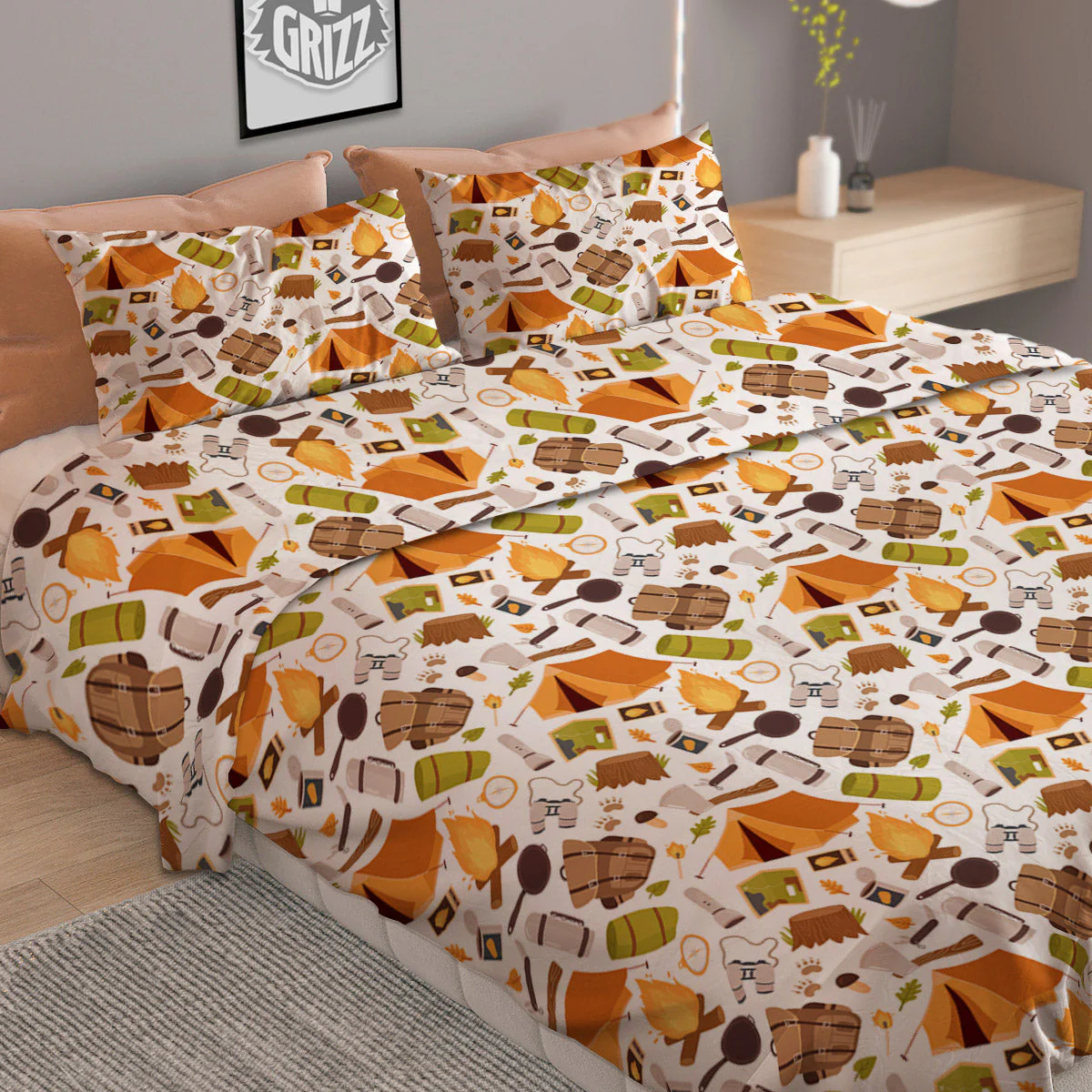 Fire Camping Print Pattern Duvet Cover Bedding Set - Image 2