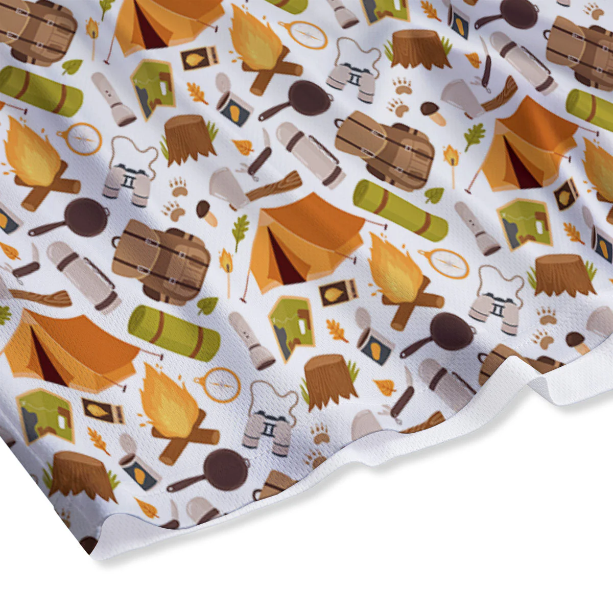 Fire Camping Print Pattern Mesh Shorts - Image 4