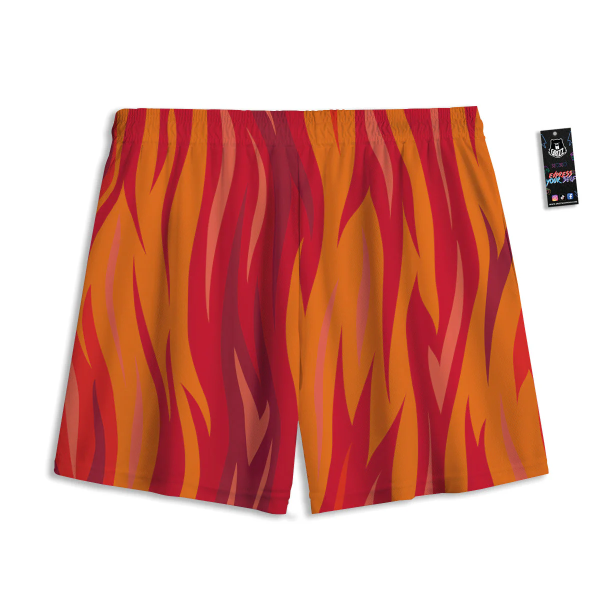 Fire In Hell Print Pattern Mesh Shorts - Image 2