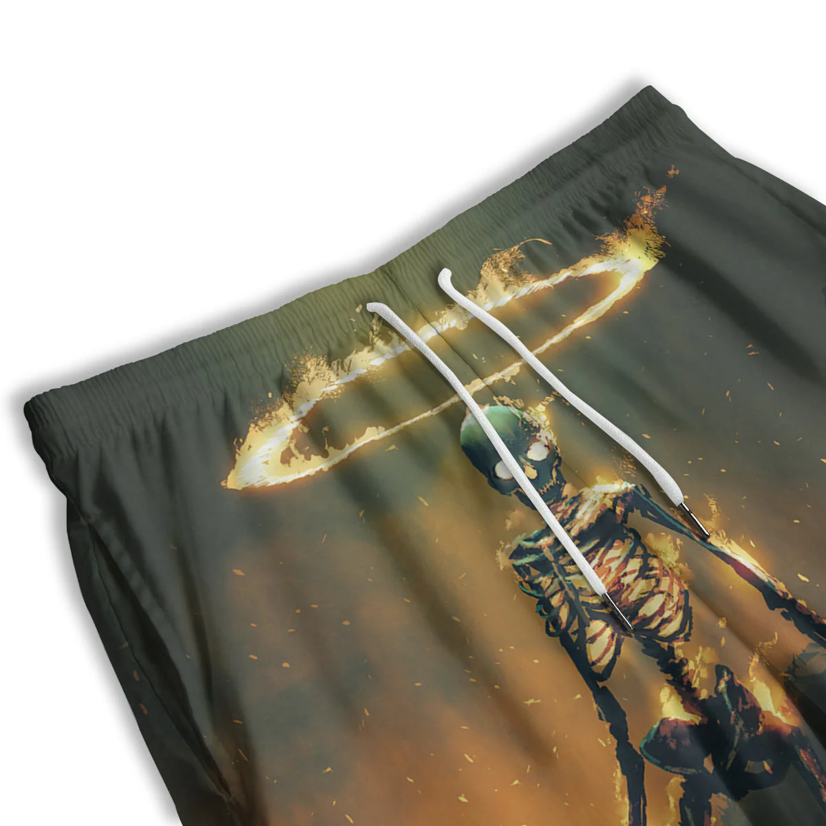 Fire Skeleton Print Men's Athletic Shorts - Image 3