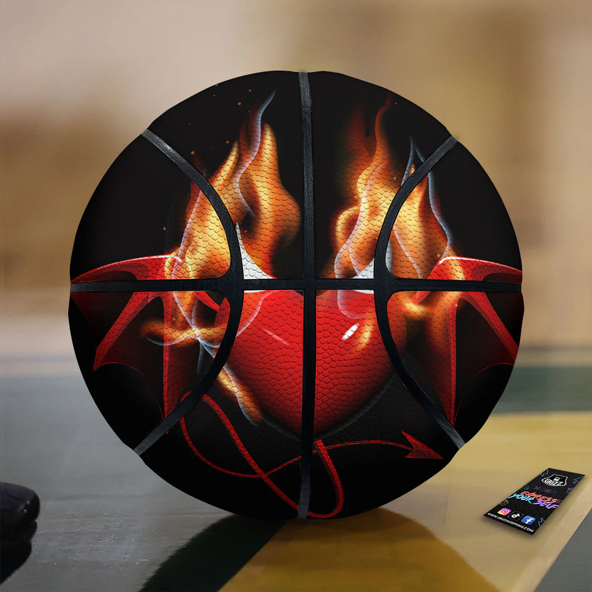 Fire Wings Angel Heart Print Basketball