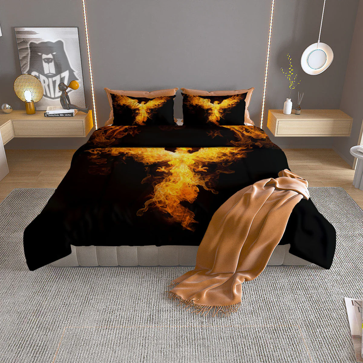 Firebird Phoenix Print Duvet Cover Bedding Set