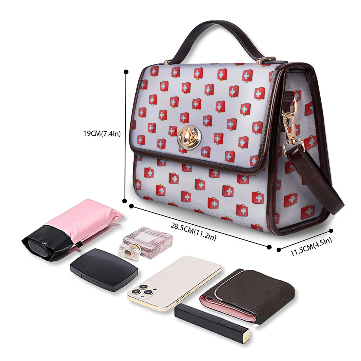 First Kit Aid Paramedic Print Pattern Women's Satchel Bag - Image 4