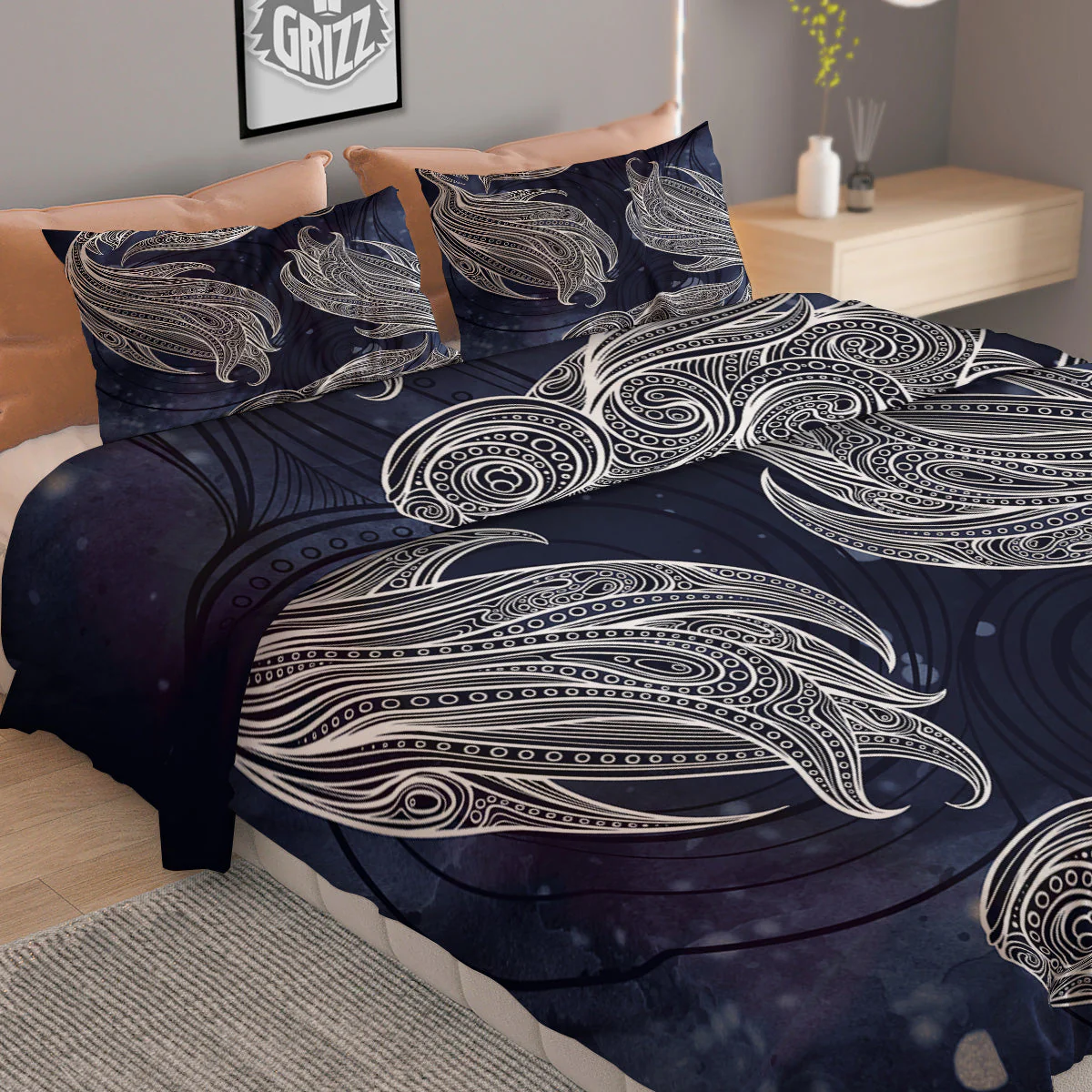 Fish Bohemian Spiritual Print Duvet Cover Bedding Set - Image 2