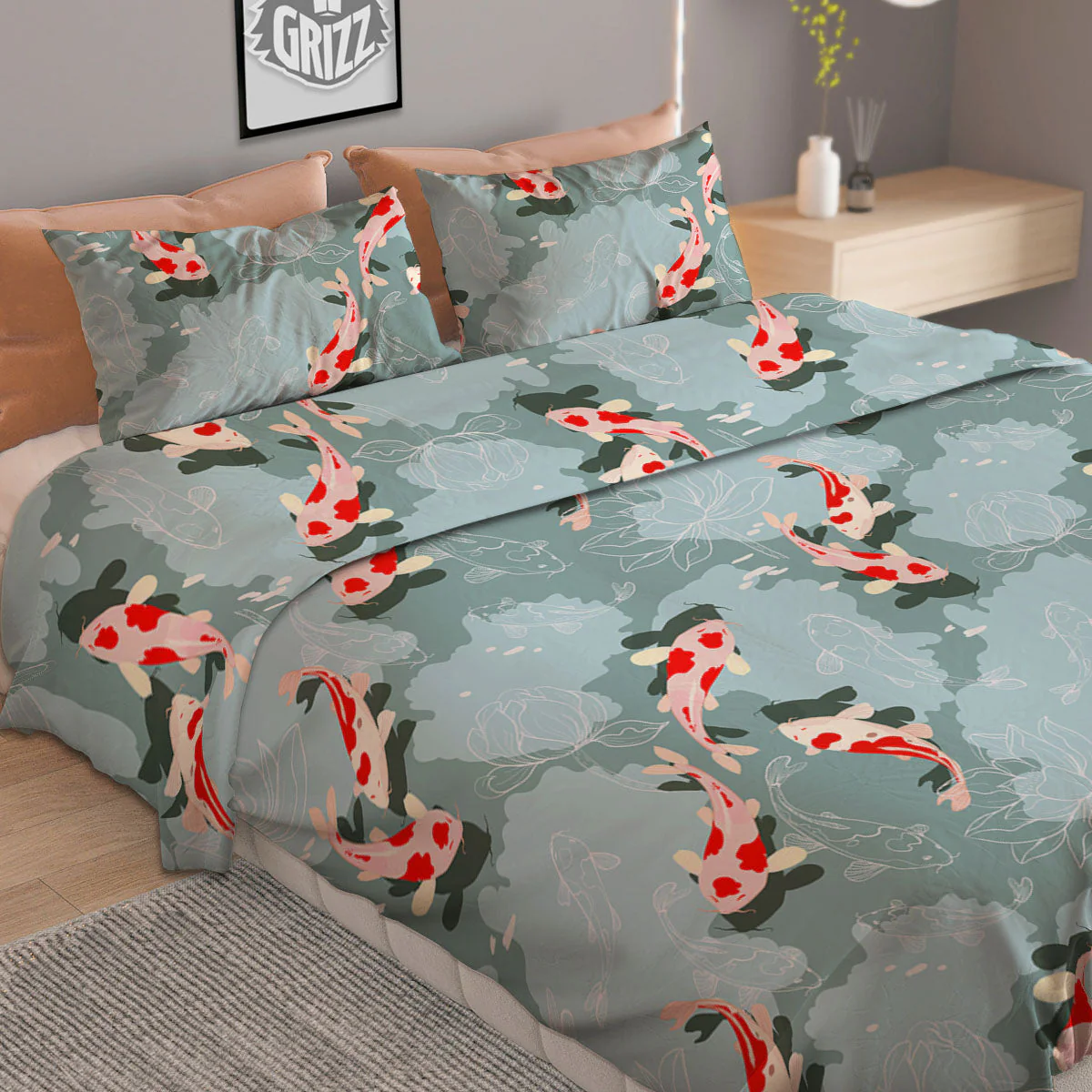 Fish Koi Print Pattern Duvet Cover Bedding Set - Image 2
