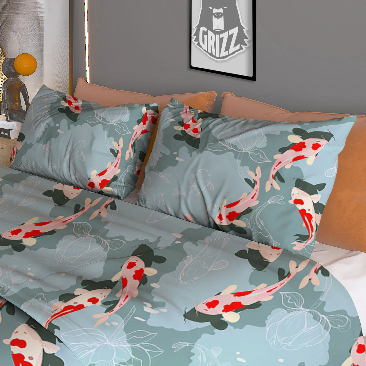 Fish Koi Print Pattern Duvet Cover Bedding Set - Image 3