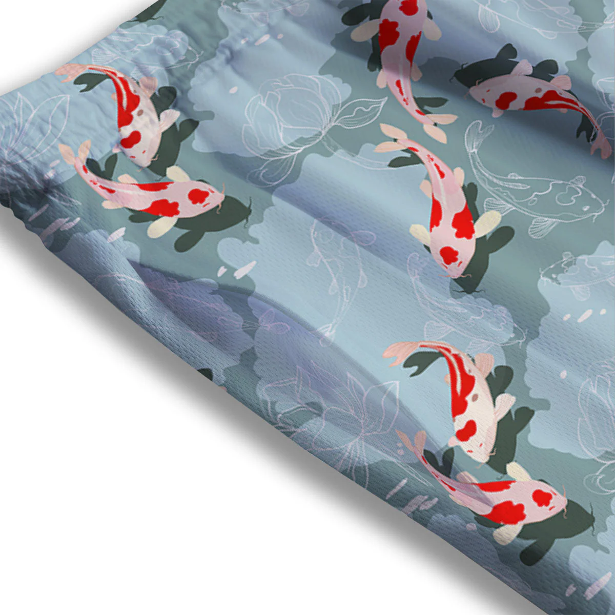 Fish Koi Print Pattern Mesh Shorts - Image 3