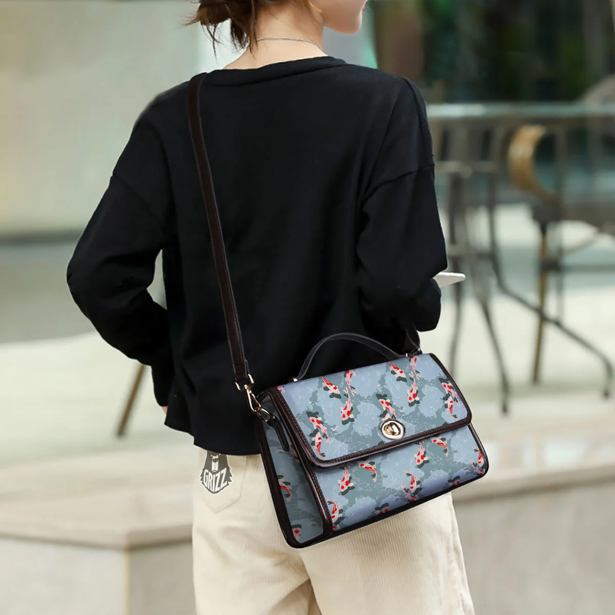 Fish Koi Print Pattern Women's Satchel Bag - Image 3