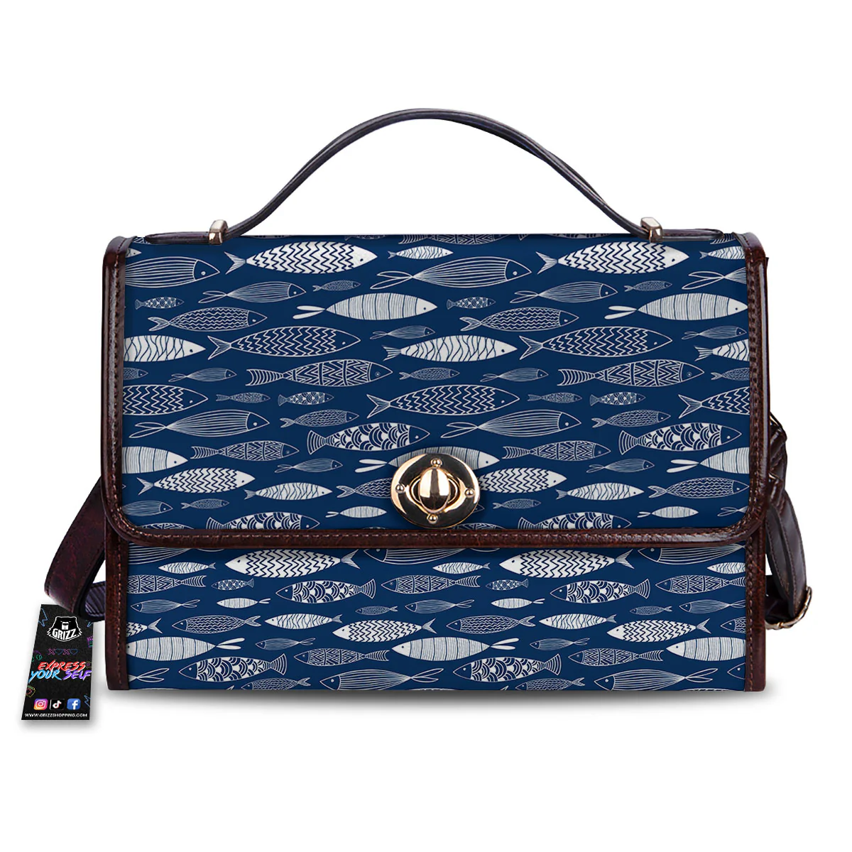 Fish Ornamental Print Pattern Women's Satchel Bag