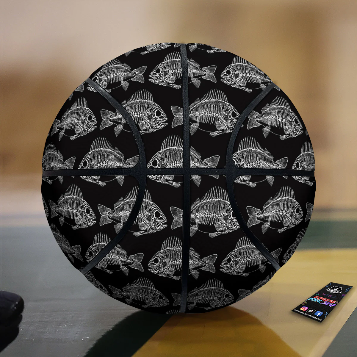 Fish Skeleton Print Pattern Basketball