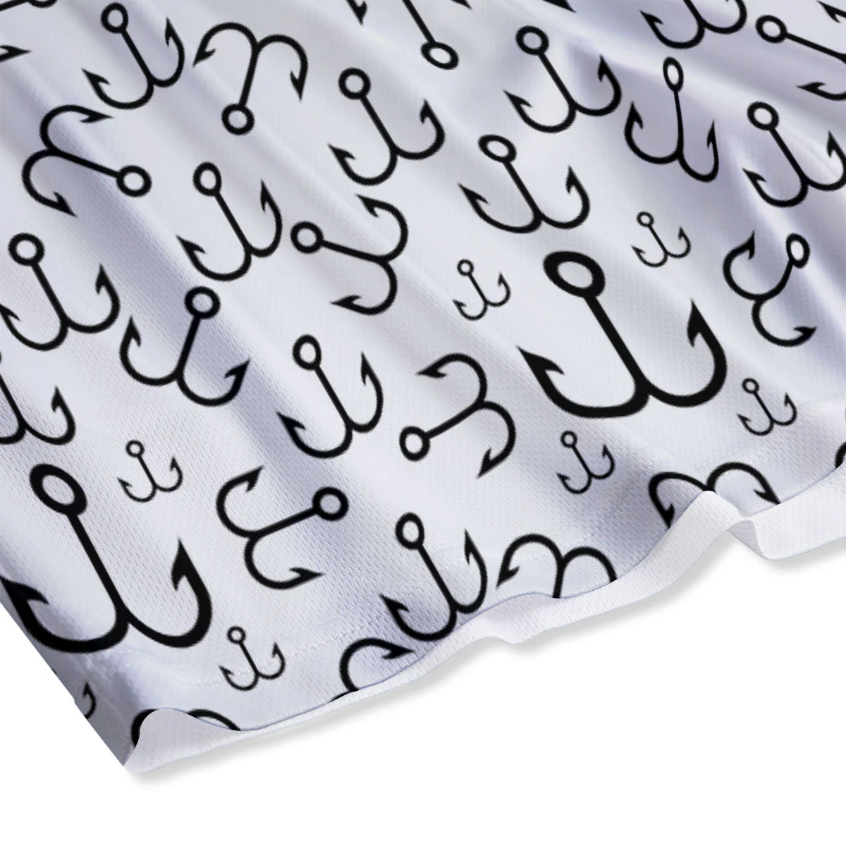 Fishing Hooks White And Black Print Mesh Shorts - Image 4