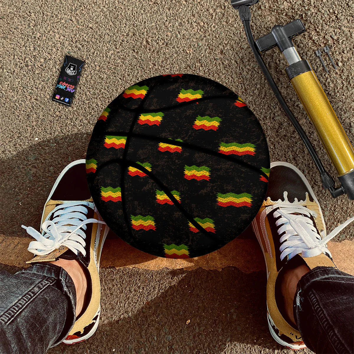 Flag Rasta Print Pattern Basketball - Image 2