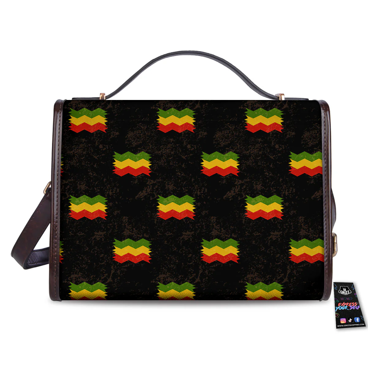 Flag Rasta Print Pattern Women's Satchel Bag - Image 2