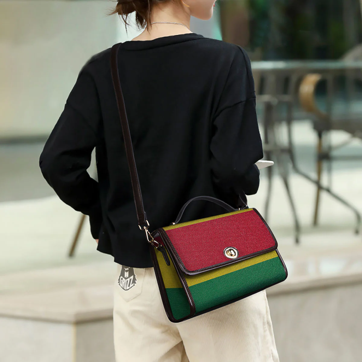 Flag Rasta Print Women's Satchel Bag - Image 3