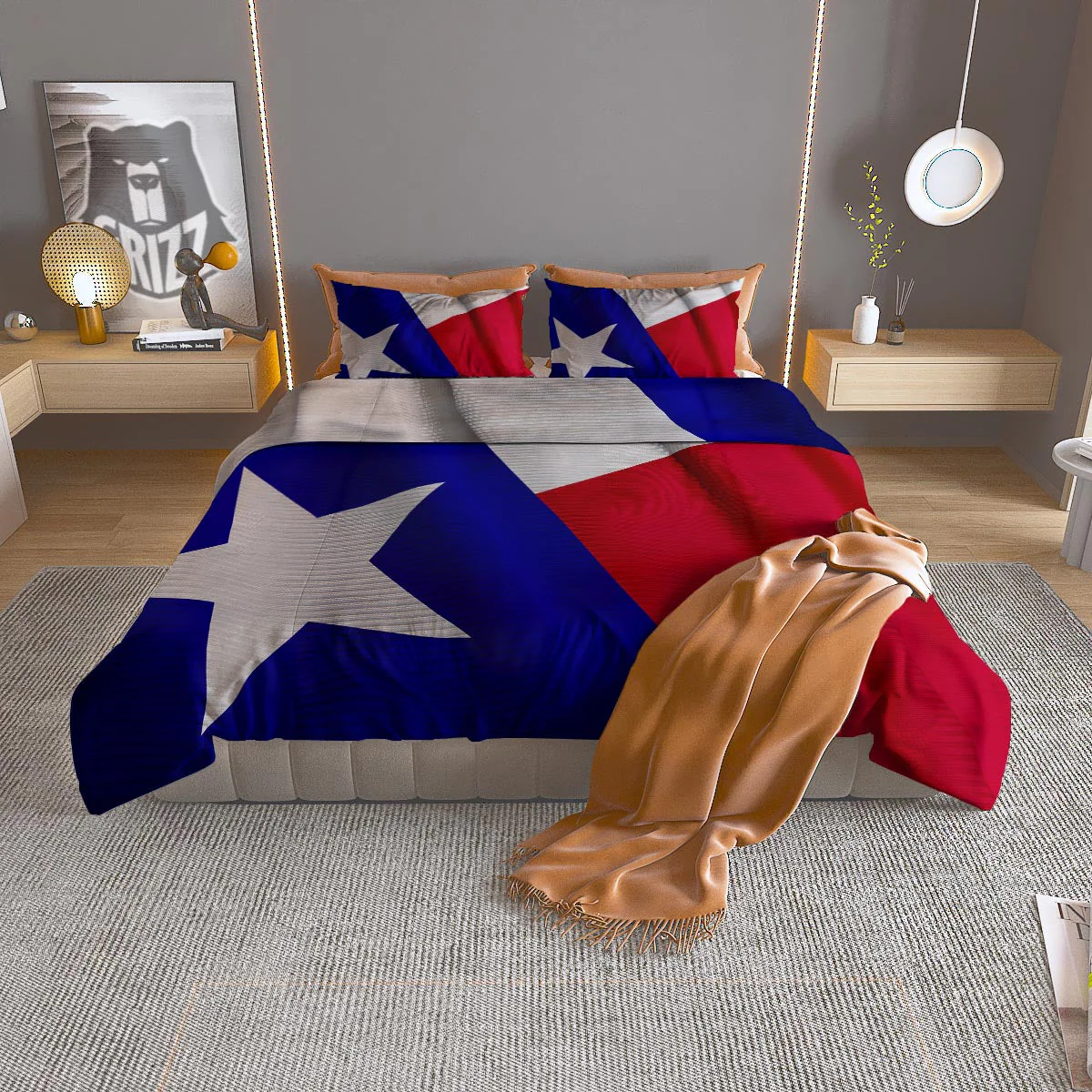 Flag Texas State Print Duvet Cover Bedding Set