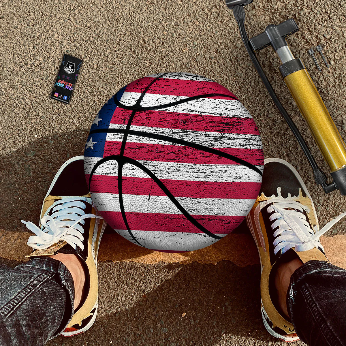 Flag USA Grunge Print Basketball - Image 2