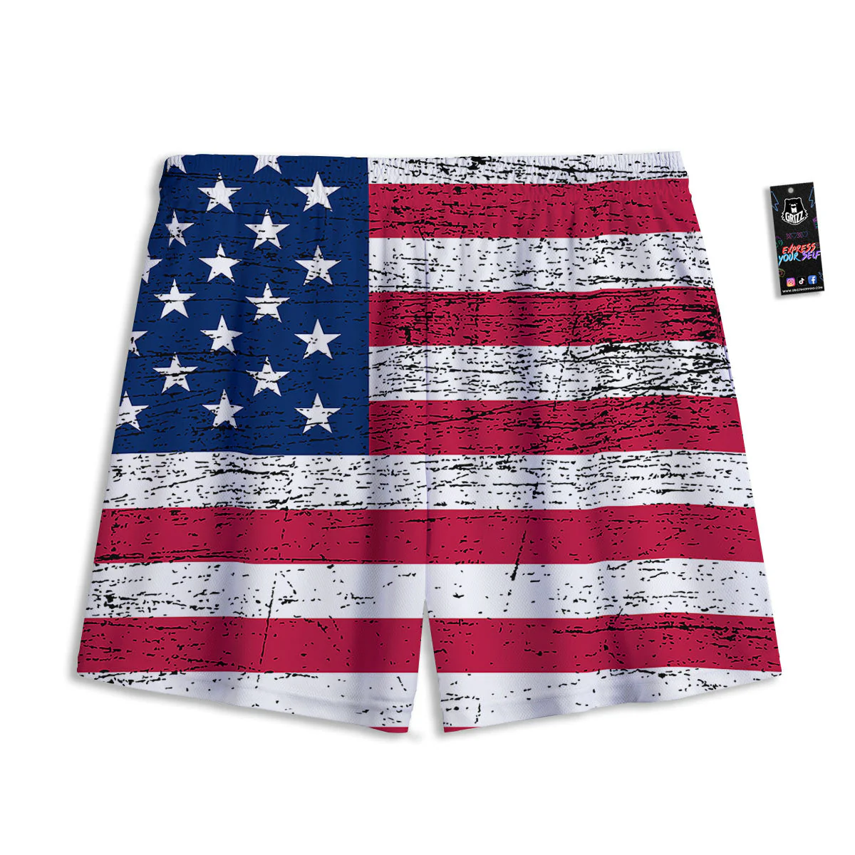 Flag USA Grunge Print Mesh Shorts - Image 2