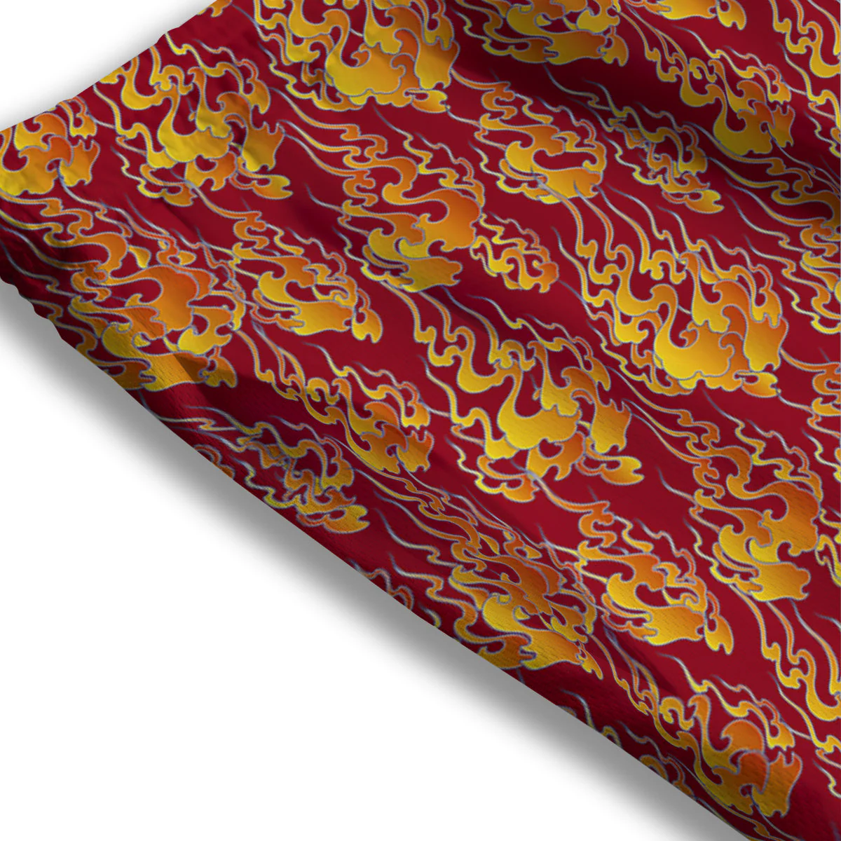 Flame Burning Japanese Art Print Pattern Mesh Shorts - Image 3