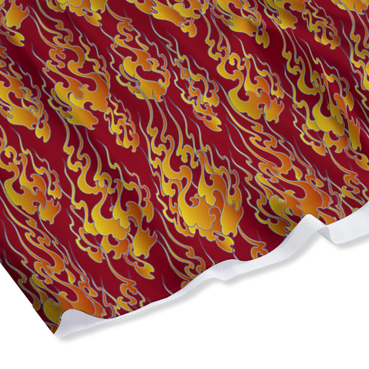 Flame Burning Japanese Art Print Pattern Mesh Shorts - Image 4