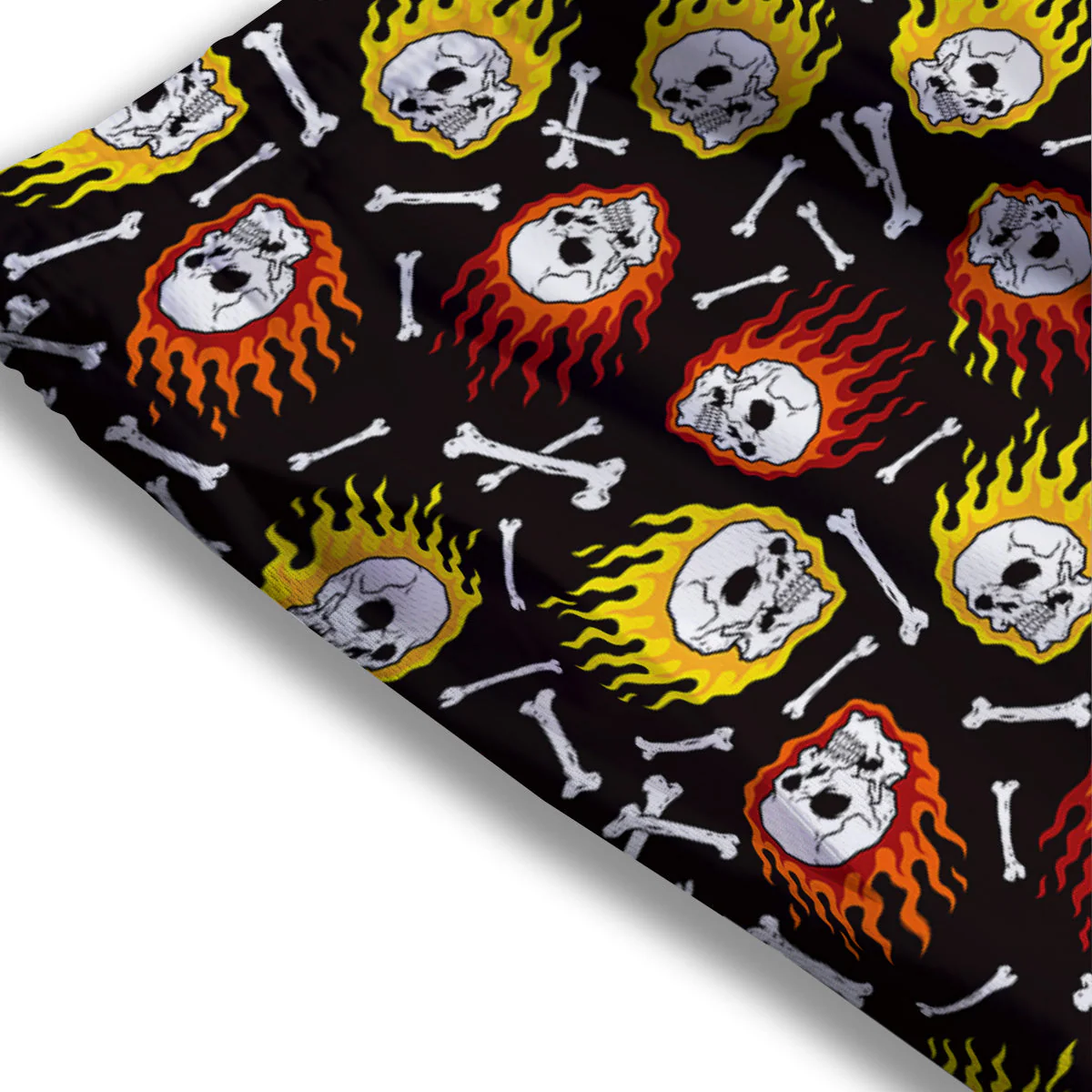 Flaming Skulls And Bone Print Pattern Mesh Shorts - Image 3