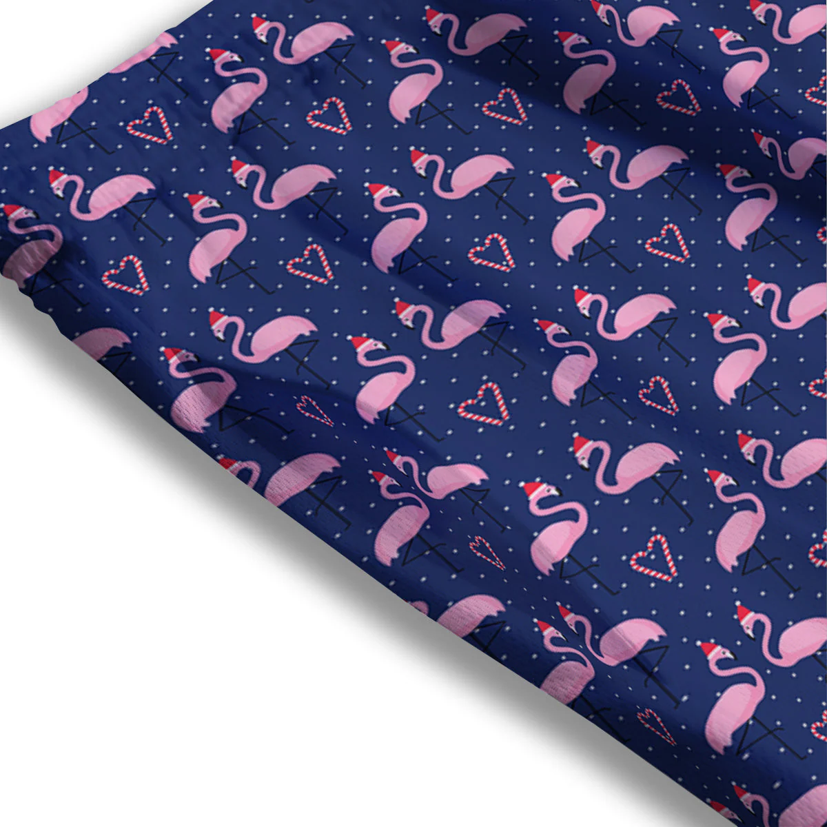 Flamingo Christmas Snowy Print Pattern Mesh Shorts - Image 3