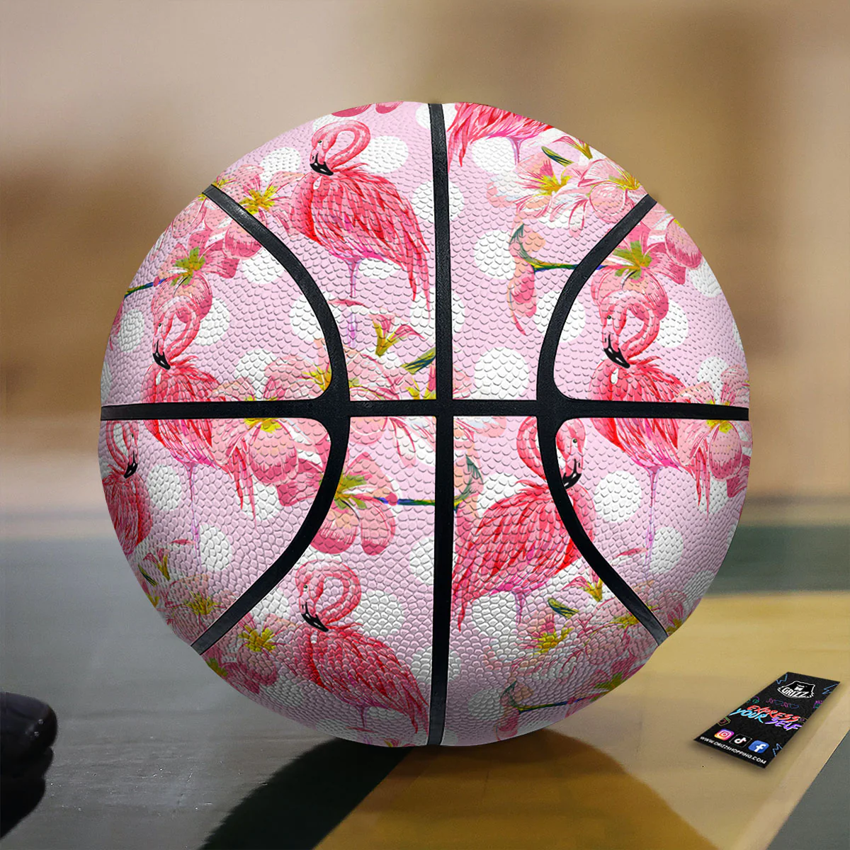 Flamingo Pink Polka Print Pattern Basketball