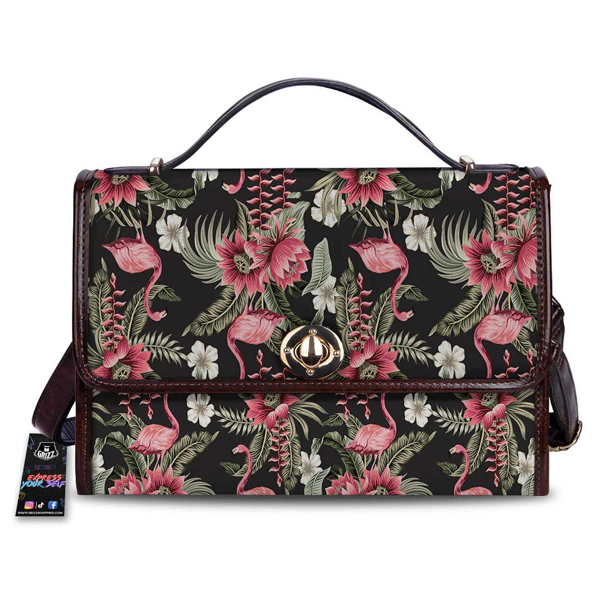 Flamingo Vintage Print Pattern Women's Satchel Bag