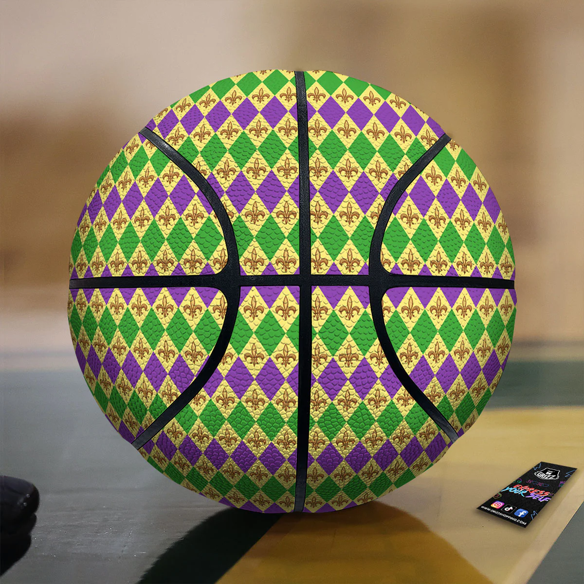 Fleur De Lis Mardi Gras Print Pattern Basketball