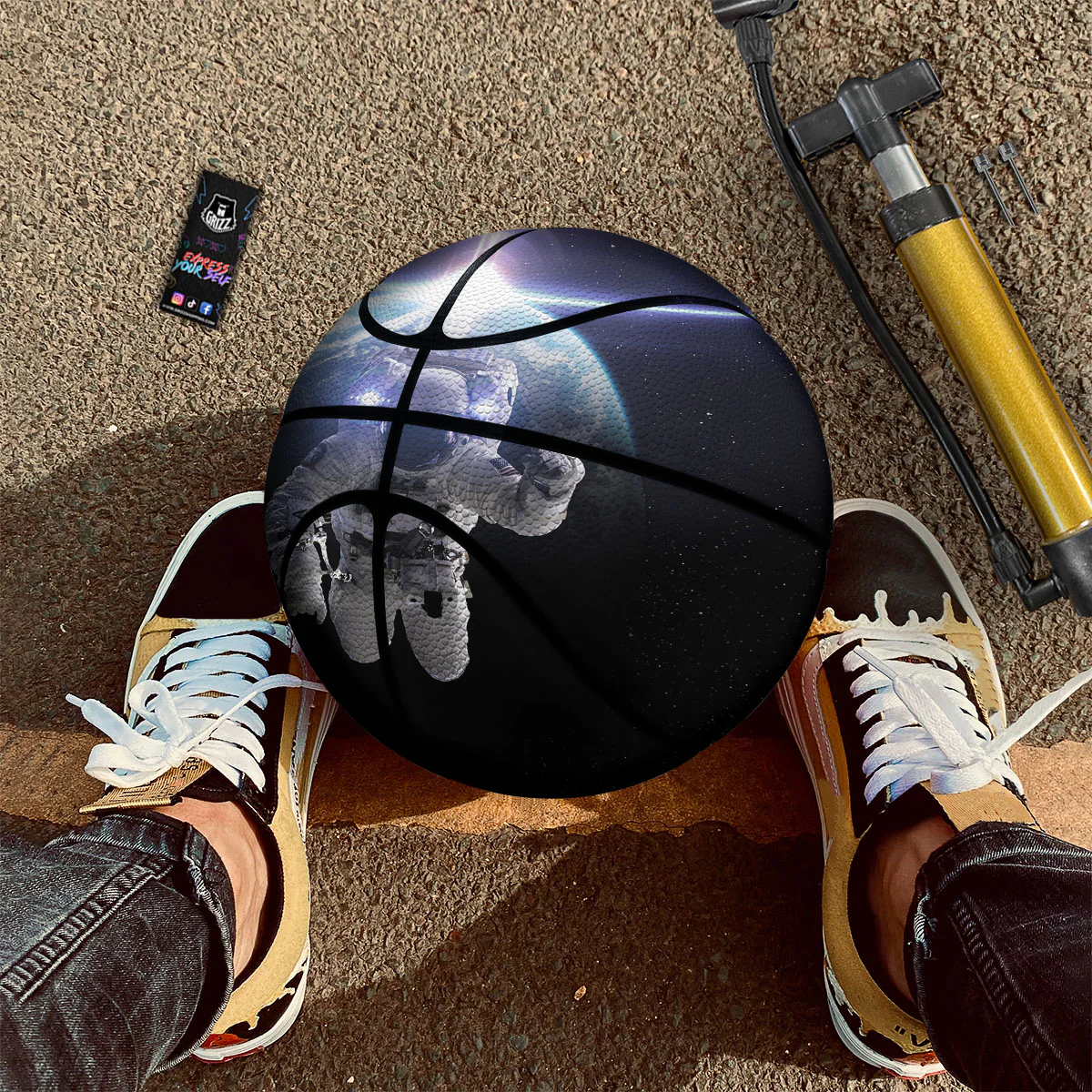 Floating Astronaut In Outer Space Print Basketball - Image 2