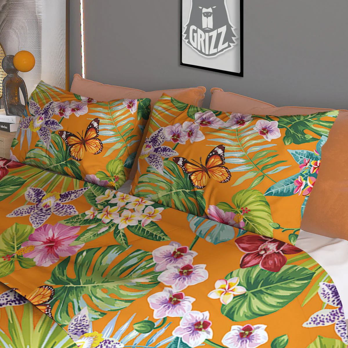 Floral Aloha Hawaii Print Pattern Duvet Cover Bedding Set - Image 3