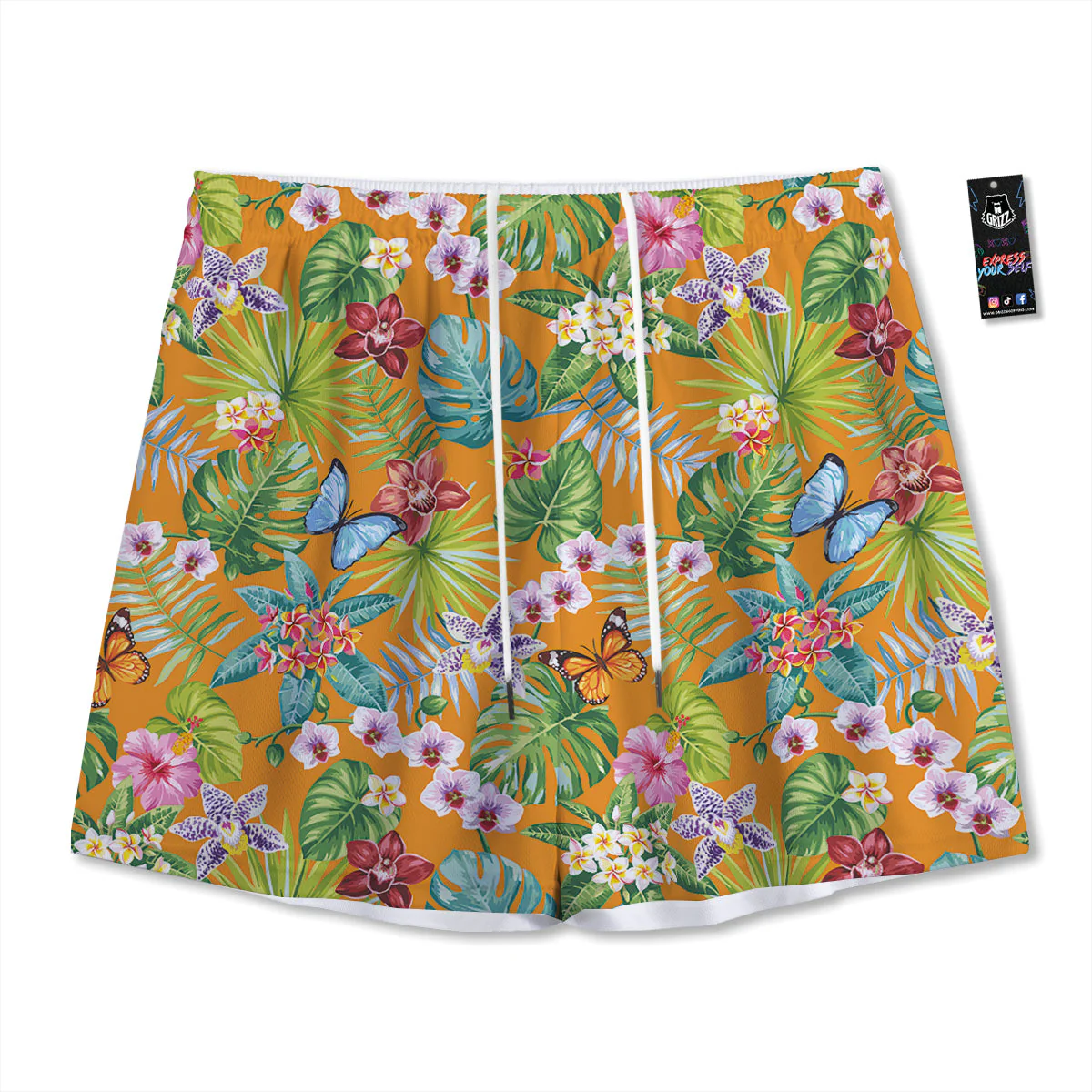 Floral Aloha Hawaii Print Pattern Mesh Shorts