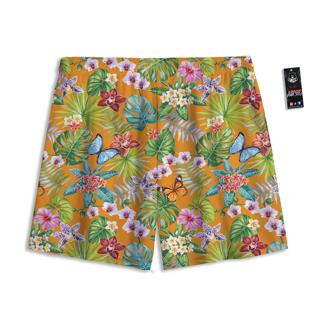 Floral Aloha Hawaii Print Pattern Mesh Shorts - Image 2