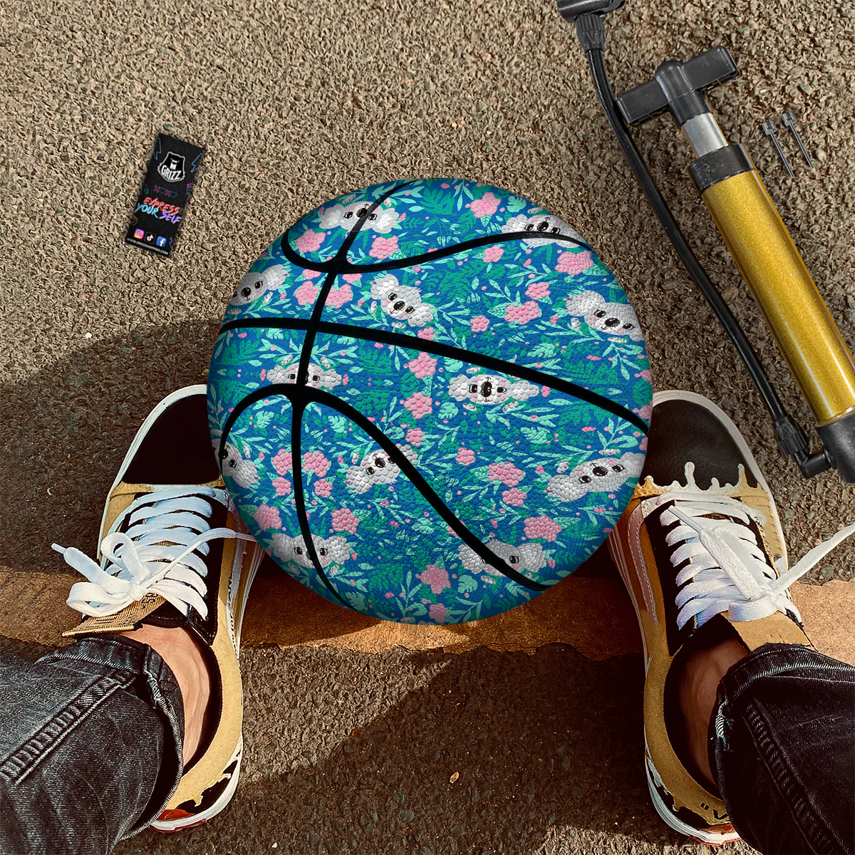 Floral And Baby Koala Print Pattern Basketball - Image 2