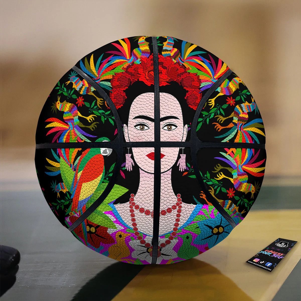 Floral And Frida Kahlo Print Basketball