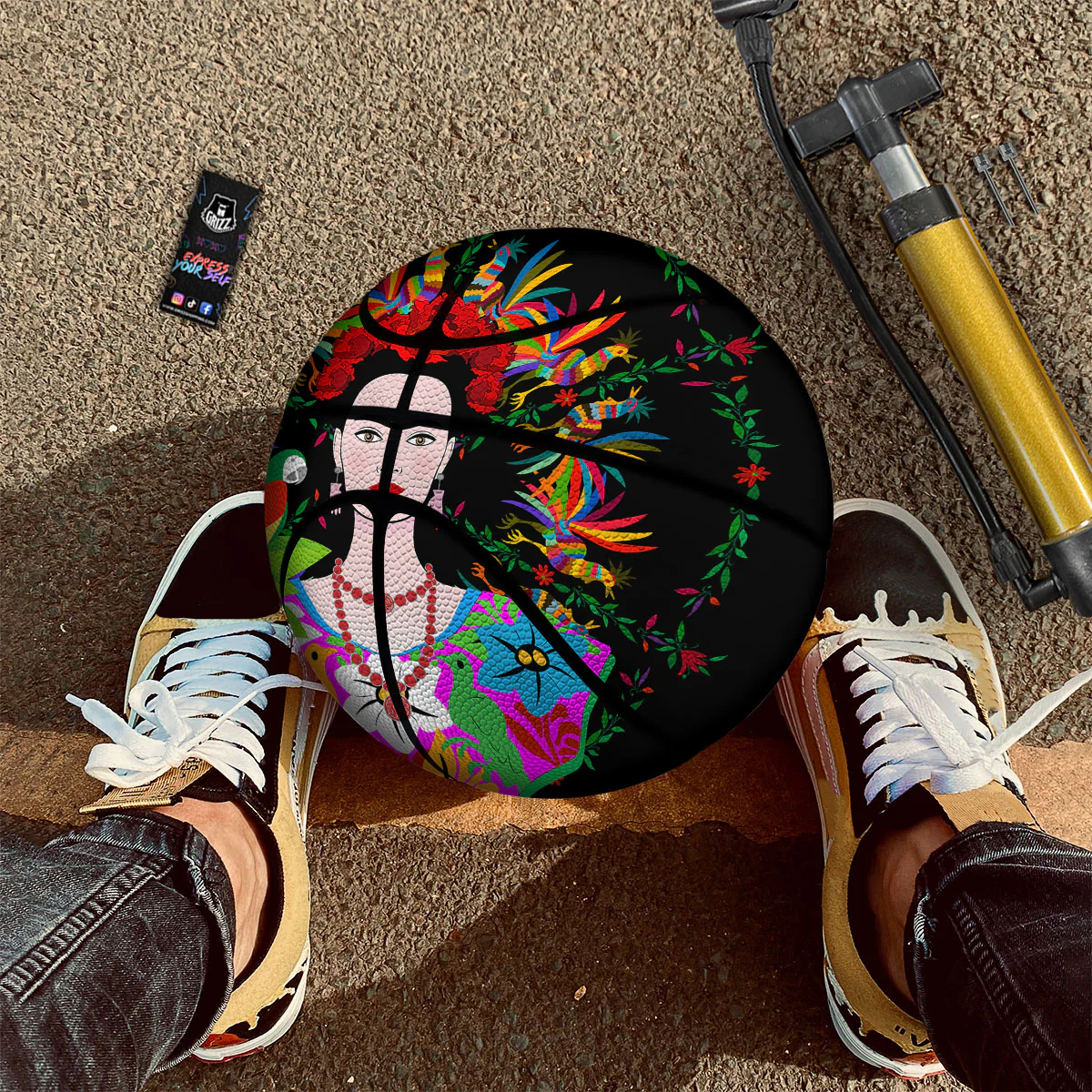 Floral And Frida Kahlo Print Basketball - Image 2